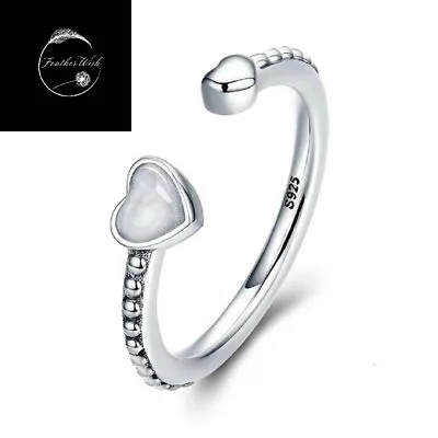 Genuine Sterling Silver 925 Hearts Adjustable Resizable Open Ring With Enamel • £14.99