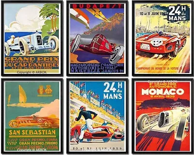 Motor Racing Cars Bikes Posters Prints A4 F1 Grand Prix TT GP Garage Mans Art 24 • £6.99