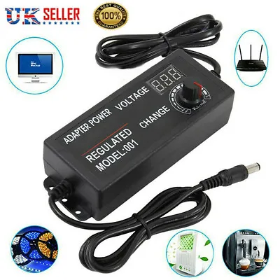 3v/24v Adjustable AC/DC Electrical Power Supply Adapter Charger Variable Voltage • £10.89