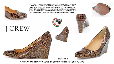 J. Crew 'Martina' Women's Wedge Leopard Print Patent Pumps: Size 8 M • $49.99