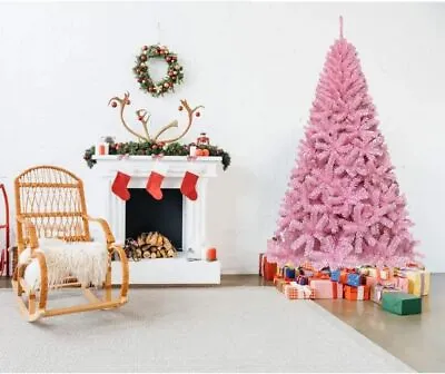 8FT Premium Pink Artificial PVC Full Sized Christmas Tree With Metal Stand • $51.99