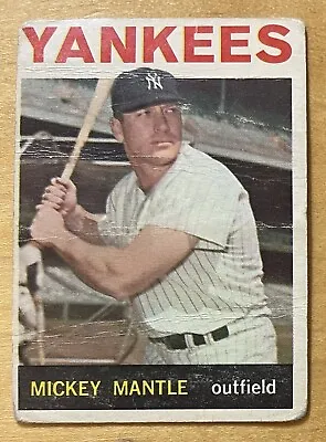 Mickey Mantle 1964 Topps Baseball #50 New York Yankees HOF Low Grade • $99.65