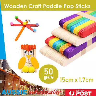 50pcs Wooden Coffee Tea Stirrers Craft Stick/Paddle Pop Sticks Disposable 15cm • $4.95