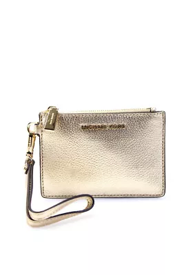 Michael Michael Kors Womens Metallic Leather Small Coin Purse Pouch Pale Gold • $78