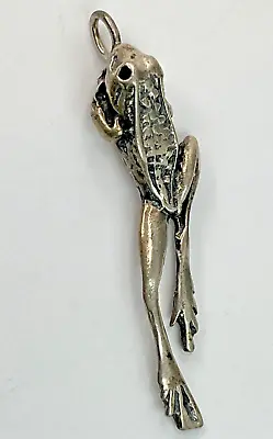 Vintage Sterling Silver Leap Frog Toad Pendant Charm 1.75” NO CHAIN • $29.99