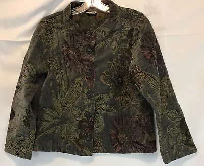 Habitat Clothes To Live In Womans Tapestry Floral Green Jacket Size Small EUC • $27.99