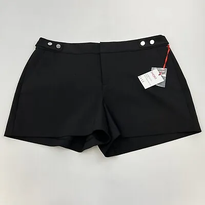 NWT Elle Womens High Rise Faux Pockets Shorts Black Size 14 • $14.89