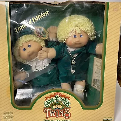 Vintage Twins Cabbage Patch Kids Dolls 1985 NIP NIB 1980s Coleco Vintage C4 • $169.99