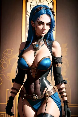 STEAMPUNK LADY FANTASY COMIC ART PRINT Sexy Woman Poster Photo Wall Decor D142 • $7.95