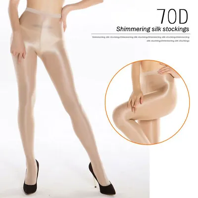Plus Size 70D Oily Glossy Shiny Pantyhose Shimmering Silk Stockings Dance Tights • $18.81