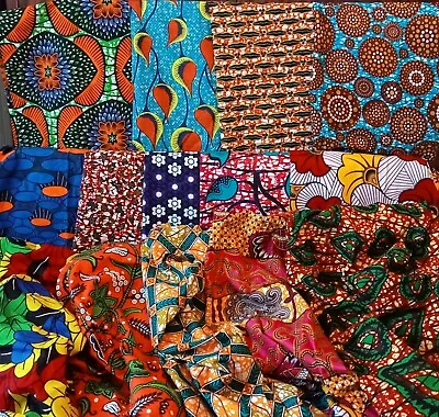 African Print Fabric Pieces  Art Craft  • £4.70