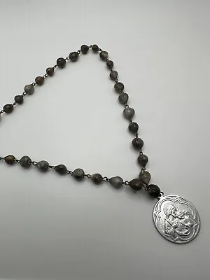 Antique Vintage Religious Jesus Medal Seed Pocket Rosary • $24