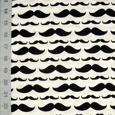 Mustache Fabric - Stripe On Beige - David Textiles YARD • $10.48