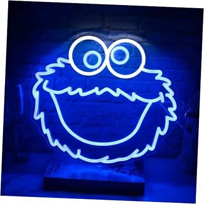 Neon Light Sign Blue Hairball COOKIE MONSTER Neon Signs For Wall Decor H-Blue • $55.98