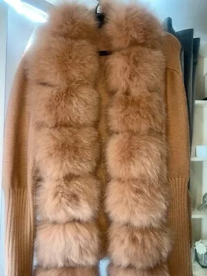 Camel Fox Fur Cardigan Size 8🤍 Worn Once • £90