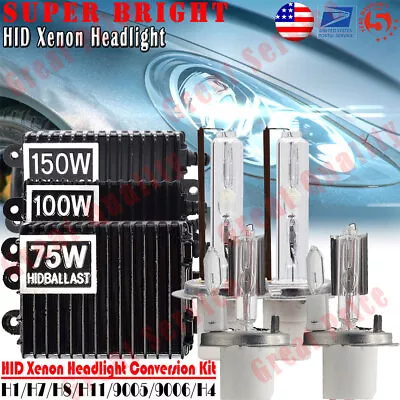 Xenon Headlight 100w/150w H1 H4 H7 H11 H8 9005/6 Hb3/4 Hid  Bulbs Conversion Kit • $60.45