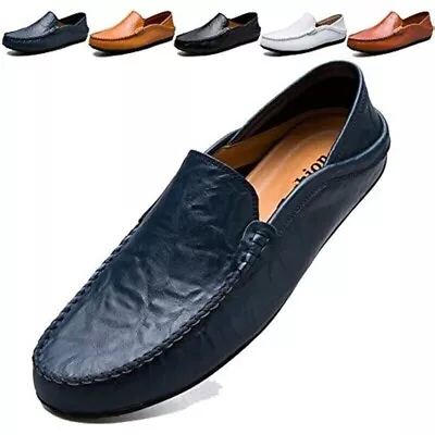 Loafers Mens Premium Genuine Leather Shoes Fashion Slip On Driving Shoes Casual • $28.19