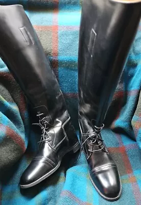 Balmoral English Ladies Tall Black Leather Riding Boots USA Size 8 • $165