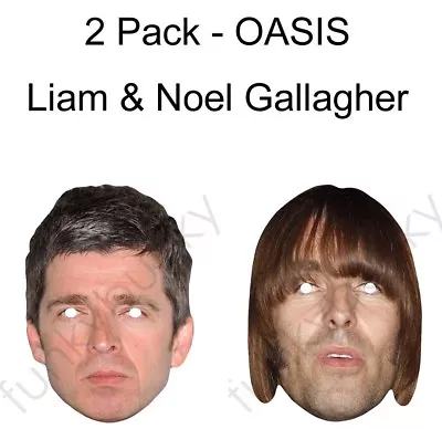 2 Pack - Noel & Liam Gallagher Celebrity Card Face Mask - Fancy Dress • £3.45