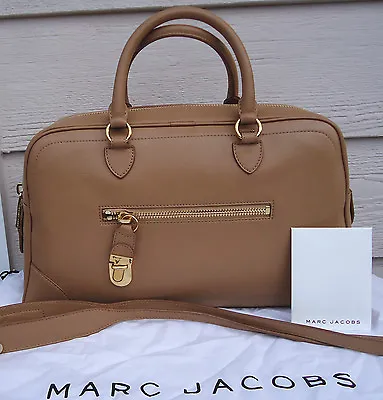 NEW $1595 Marc Jacobs Handbag Large Venetia Satchel Leather Beige Shoulder Tan • $895