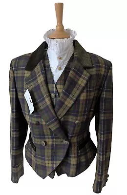 Stunning Ladies Country Casuals Green Tartan Jacket And Waistcoat Size 10 • £30