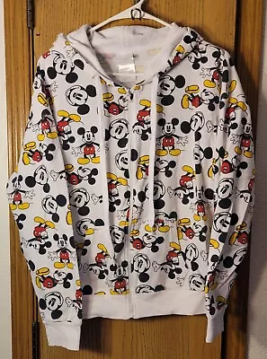 Mickey Mouse Hoodie Juniors Size L (11-13) All-Over Print Full Zip Sweatshirt • $8.20