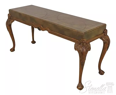 F59490EC: MAITLAND SMITH Leather Wrapped Top Clawfoot Console Table • $1195