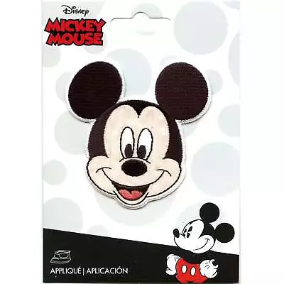 Disney Mickey Mouse Head Iron On Embroidered Applique Patch - White Border • $10.99