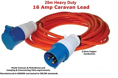 25m Heavy Duty Caravan Electric Hook Up Mains Lead 2.5mm - Safe & Legal • £39.99