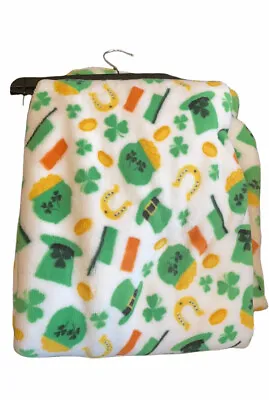 Marlo Lorenz Thro Blanket 50”x70” Irish St Patrick’s Day Clover Shamrock Gold • $34.95