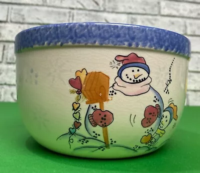 Vintage Ceramic Holiday Bowl - Snowman 8  Winter Christmas Mixing Bowl • $19.95