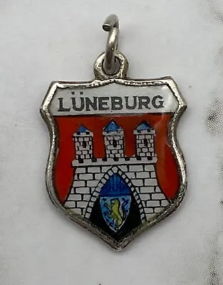 Vintage 835 Silver Lüneburg Germany Travel Shield Charm • $8