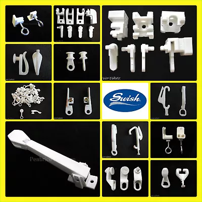 Swish Curtain Track Parts Fittings Gliders End Stops Brackets Tensioner Hooks • £7.41