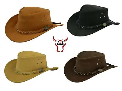 £16.99 • Buy Men's Real Leather Australian Western Cowboy Style Tan Crazy Horse Bush Hat