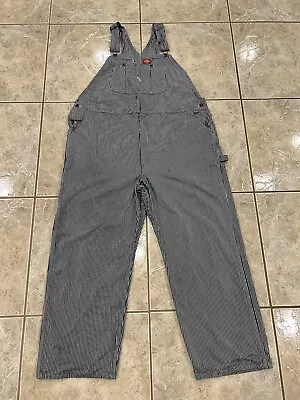 Mens 46X30 DICKIES Railroad Conductor Denim Jean Bib Overalls HICKORY STRIPED • $24.99