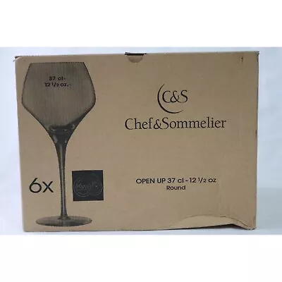 6 Long-Stemmed Wine Glasses Open Nap Round Chef & Sommelier France 37 CL/12.5 Oz • £47.05