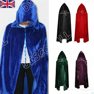 Halloween Unisex Cosplay Death Cape Long Hooded Cloak Wizard Witch Medieval Cape • £9.99