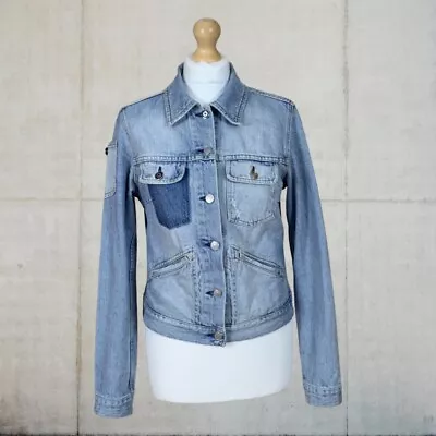 Womens Light Blue Fake London Genius Denim Jacket Size 10 Medium • £29