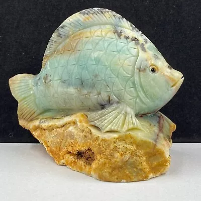 511g Natural Crystal Mineral Specimen Amazon Stone Hand-carved The Fish Gift • $0.99