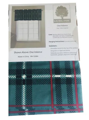 Christmas Plaid Valance 54x17  Curtain Green Red Country Cabin Laurel Park • $18.39