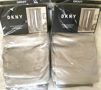 DKNY Silver 2-50  X 96  Rod Pocket Panels Modern Knotted Velvet Includes Lining • $89