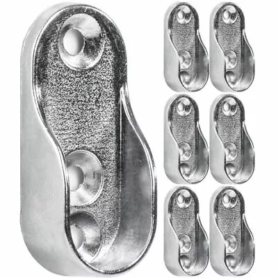 6x CHROME METAL WARDROBE SOCKETS Strong Replacement End Supports Rail Brackets • £4.09