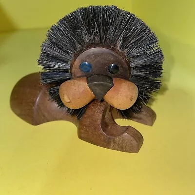 Italian  Mid-century Teakwood Lion Removable Brush Head Made In Italy • $15.39