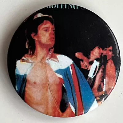 Vintage 1980s THE ROLLING STONES Pin 1.25  Button Mick Jagger Band Badge • $5.95