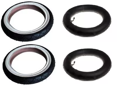 £25.83 • Buy 2 X Quinny Freestyle WHITE WALL PRAM TYRES 12 1/2  X 2 1/4 + Bent Valve Tubes