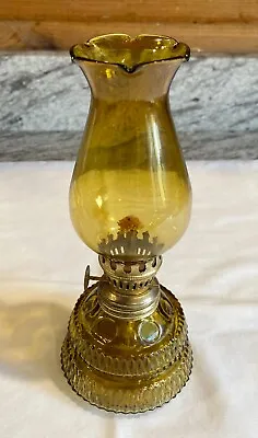 Vtg Amber Glass Mini Oil Lamp Hong Kong • $9.99