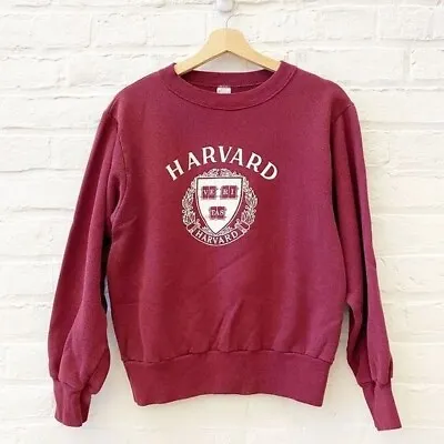 Champion || Vintage USA Made Harvard Crewneck Sweatshirt Crimson 70s 80s Medium • $88.85