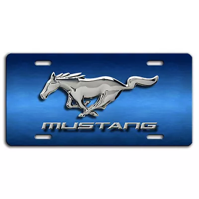 Ford Mustang Horse Art Blue Steel Look Aluminum Vanity License Plate Tag  • $16.60