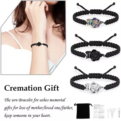 Women Adjustable Rose Flower Urn Locket Bracelet For Ashes Cremation Jewellery • $12.99