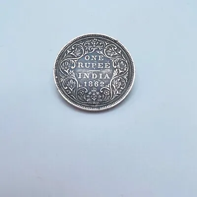 1862 British India One Rupee Silver Badge Pin Pinback • $29.71